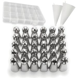 Unique Sphere Ball Icing Tips Designs and 2 FREE Reusable Canvas Piping Bags