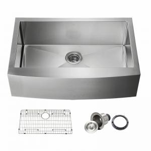 Cheap 16 Guage Farmhouse Single Bowl Handmade Kitchen Sink With Center Drain for sale