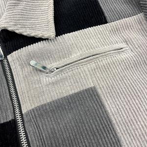 Custom Men's Flannel Plaid Shirt Long Sleeve Zip Up Corduroy Shirt with Color