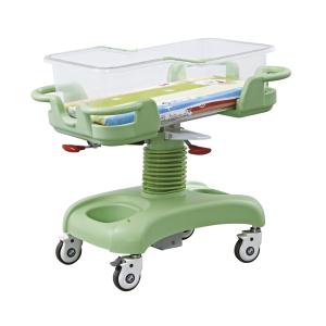 China Diagonal Brake Hospital Baby Trolley With Transparent Plastic Basin on sale