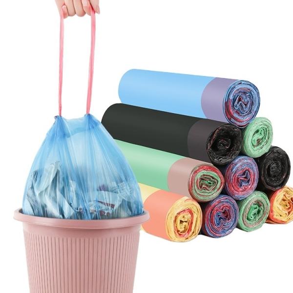 Quality Rolls of Disposable Drawtape Trash Bags for Easy and Convenient Kitchen Waste Disposal wholesale