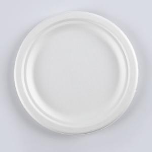 8.75 inch round white pulp biodegradable sugarcane party plates