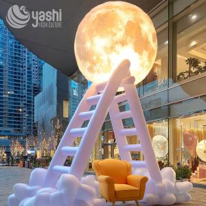 Fireproof Fabric LED Giant Moon Inflatable Decorations For Malls