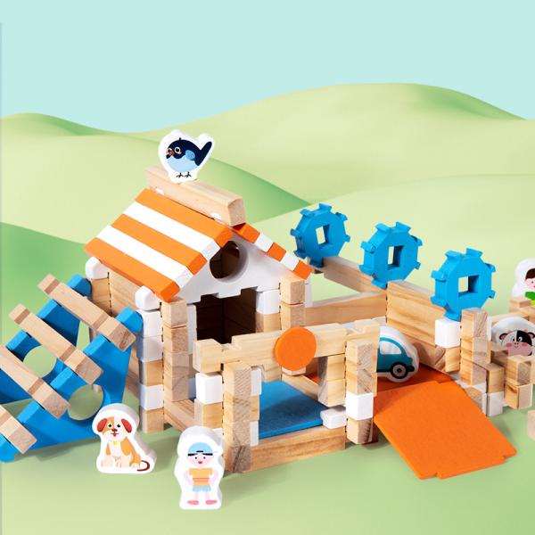 Creative Wooden Colorful Building Blocks Game Early Education Enlightenment