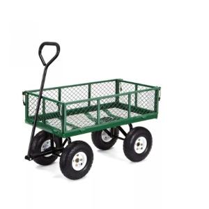 Four Wheels Heavy Duty Steel Utility Mesh Garden Cart for Portable Garden Trolley