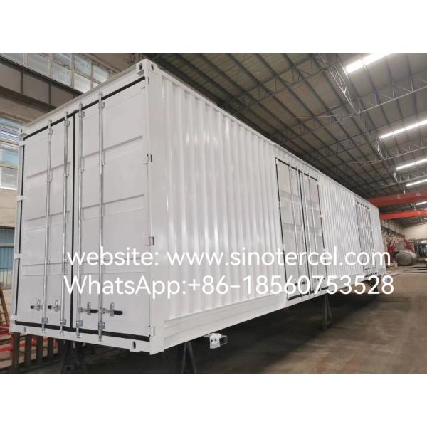 2 Axle White Enclosed Box Semi Trailer With Two Side Door Rear Double Door