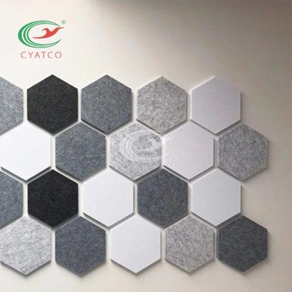 Polyester Felt Hexagon Ceiling Panels , Restaurant Hexagonal Acoustic Wall Tiles