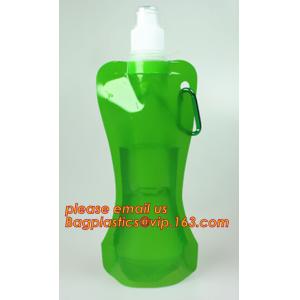 500ml can folding water bottle foldable water bag WITH hook,Kids Foldable