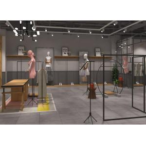 Shopping Mall Garments Shop Display Fixtures With Hanging Rack And Shelf
