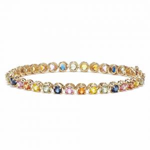 China New design 925 Sterling Silver Oval Multi Color Cubic Zirconia CZ Fashion Tennis Bracelet for Women on sale