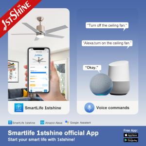 Satin Nickel Modern LED Ceiling Fan With 5 MDF Blade DC Motor Home Decorative