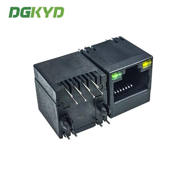 Quality KRJ-5224GYWKNL 180 Degree In-Line Network Port Socket Empty Package RJ45 Connector With Light Without Shield wholesale