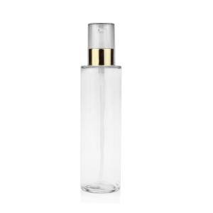 China Cosmetic Clear Glass Lotion Sprayer Pump Bottle With Cap Gold Line Pump on sale