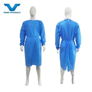 Fluid Proof Blue Disposable Surgical Gown with Knitted Cuffs
