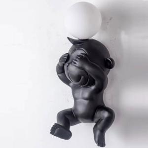 Cute Monkey Bear Mouse Children Room Wall Light with G4 Bulb Resin Doll Wall