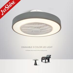 Silent DC Motor Flush Mount Ceiling Fan With Lights , Low Profile Fan For