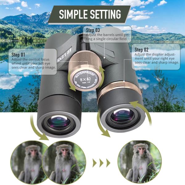 IPX7 Waterproof ED Binoculars 8x32 for Bird Watching