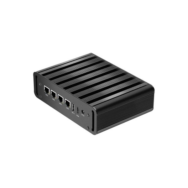 Quality Intel N100 4 LAN Dual COM Industrial Mini Fanless PC With WIFI DDR4 16G RAM Windows Linux wholesale