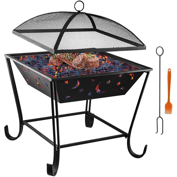 Quality Solid Steel Wood Cannon Charcoal Burning Fire Pit 60.96cm X 60.96cm wholesale