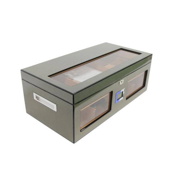 Luxury Cedar Wood Cigar Humidor Box with Piano Paint Hygrometer and Double-Layer