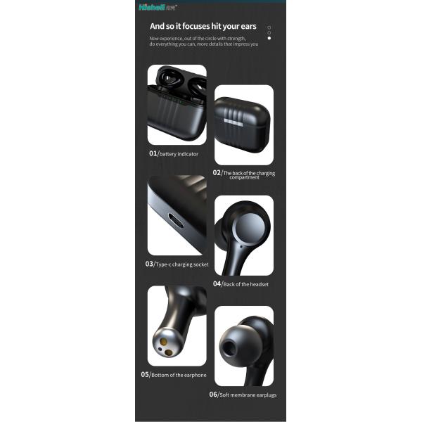 Waterproof IPX5 Sound Cancelling Earbuds , 50mAH Noise Cancelling Wireless Earphones