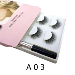 Natural Long Lightweight 2 Pics Magnetic False Lashes With Eyeliner