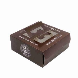 CMYK printing Food Grade Kraft Paper Bakery Paper Box For Doughnut Cake