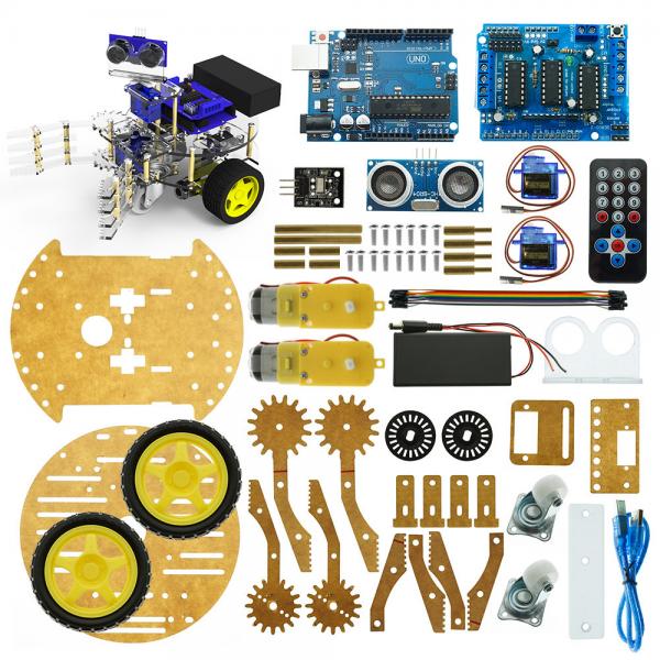 2WD RC Car Arduino Starter Kit With HC-SR04 Mechanical DIY Integrated Circuits
