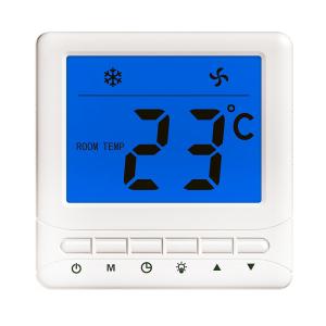 White Backlight Fan Coil Thermostat External Temperature Sensor Energy Saving