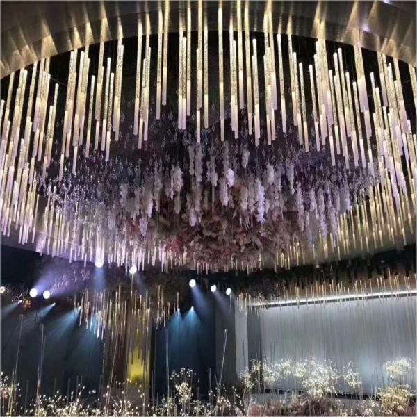 String Tube Pendant Crystal Chandelier Light For Living Room Dining Event Stage