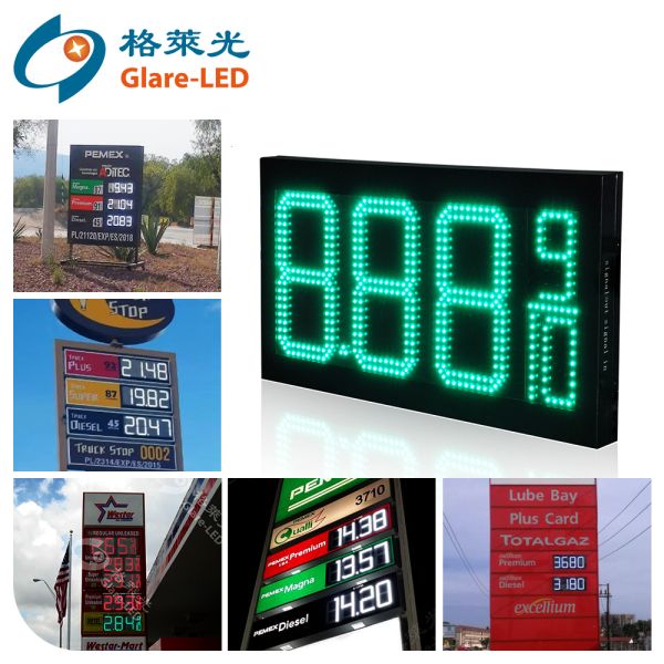 High Brightness 8"-32" Digit Height LED Gas Price Sign with 5000-8000cd/m2 and 2