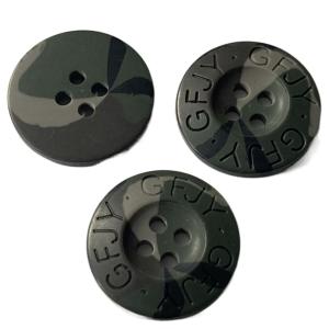 Engraved Logo Plastic Coat Buttons 34L Camouflage Color Use For Coat Sweater