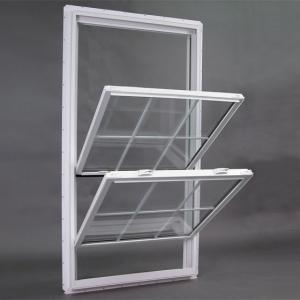 China Vertical Sliding Glass UPVC Double Glazed Sash Windows Vinyl Anti Theft on sale