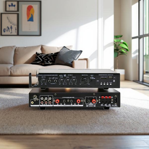 5.1CH 120W*2+25W*3 HIFI Power Amplifier with Optical Coaxial Input, BT 5.0, Super Bass, for Home Theater Karaoke Party