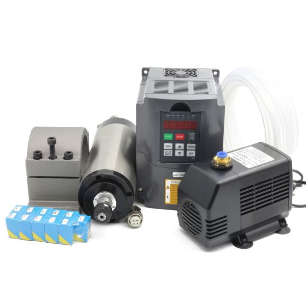 1.5KW Water Cooled CNC Spindle Motor ER16 with HY VFD Inverter 80mm Spindle