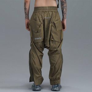 Army Green Hip Hop Mens Cargo Trousers With Multi Pocket And Elastic Waist