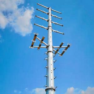 China ASTM A572 GR65 6mm 8mm 10mm 13.8kv Hot Dip Galvanized Transmission Polygonal Steel Pole on sale