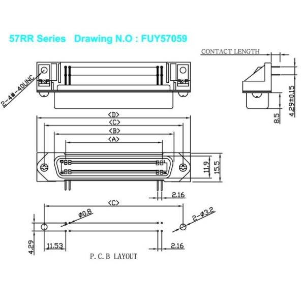 36 Pin Female Right Angle PCB Connector