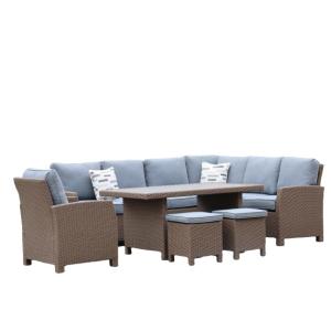 HW1014 Conversation Sectional Sofa Set Patio Furniture Sets Rattan Wicker