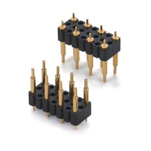 China Custom 5.08mm Pitch Pogo Pin Connector Male 8 Pin 4.0mm Three Row Spring Loaded on sale