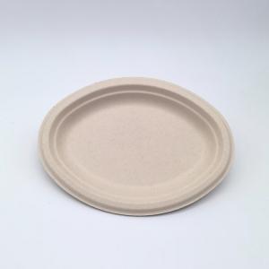 Heavy Duty Party Biodegradable Bagasse Tableware Plates Oval Shape