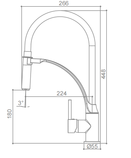 Curved Bracket Magnetic Pull Down Kitchen Faucet
