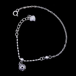 China Central Ball Shape Plain Sterling Silver Bracelet Elegant Plating Rhodium on sale