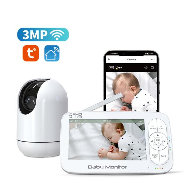 Quality Smart Wifi 2.4Ghz PTZ Camera Baby Monitor 5 Inch 1080P Low Noise Audio Cry Detection wholesale