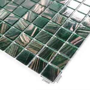Classical Retro Style Green Glass Mosaic Tiles With Gold Line Bathroom Toilet