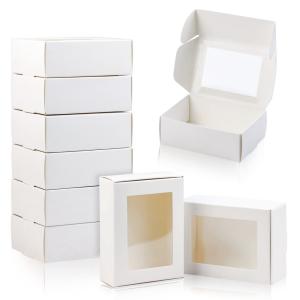 China Custom Logo Folding Soap Packaging Box with Clear Window White Kraft Paper Material on sale