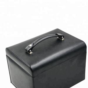 China Black Luxury Jewelry Box With Lock Portable Multifunction Easy To Carry on sale