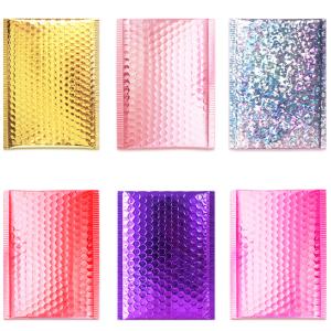 Custom biodegradable 4x7 courier bag large holographic metallic padded bubble