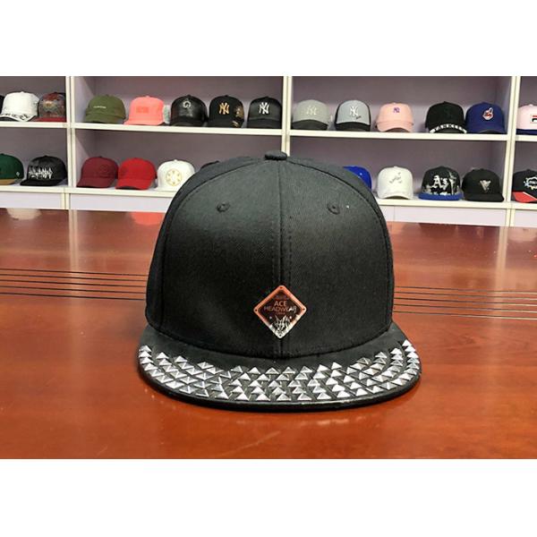 High quality customized flat brim metal rivet shose buckle 6panel snapback hats