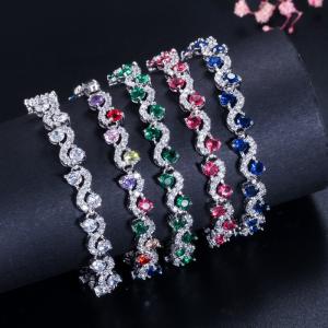 Trendy Leaf Charm Cubic Zirconia Bracelet & Bangles for Bride Bracelets Jewelry